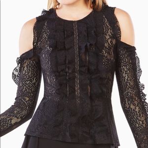 BCBGMAXAZRIA Maddy Cold Shoulder Lace Top